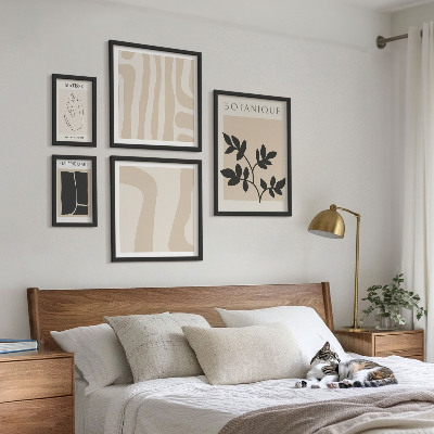 Set de 5 cuadros para salón Gráficos abstractos de plantas con estilo