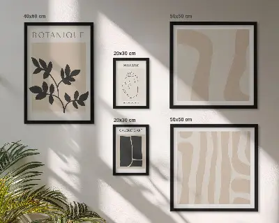 Set de 5 cuadros para salón con diseño de gráficos abstractos de plantas