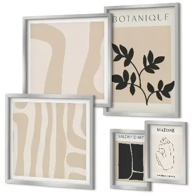 Set de 5 cuadros para salón con diseño de gráficos abstractos de plantas