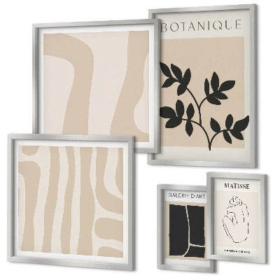 Set de 5 cuadros para salón Gráficos abstractos de plantas con estilo
