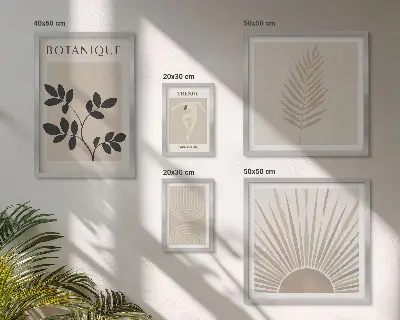 Set de 5 cuadros para salón con elegantes decoraciones florales geométricas