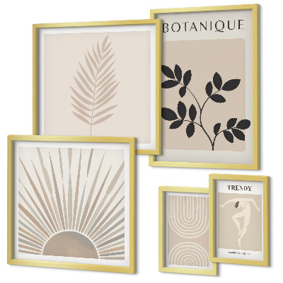 Set de 5 cuadros para salón Elegantes decoraciones florales geométricas