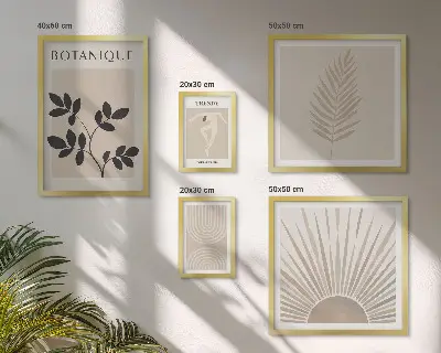 Set de 5 cuadros para salón con elegantes decoraciones florales geométricas