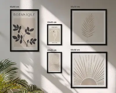 Set de 5 cuadros para salón con elegantes decoraciones florales geométricas