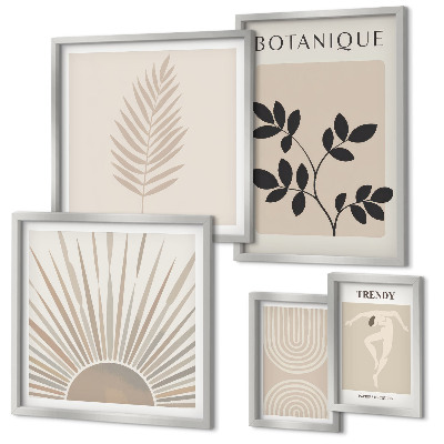 Set de 5 cuadros para salón Elegantes decoraciones florales geométricas