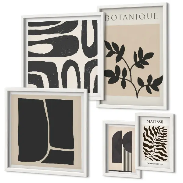 Conjunto de cuadros decorativos con gráficos abstractos de naturaleza
