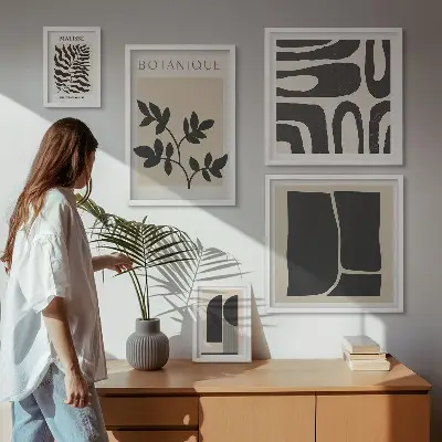 Conjunto de cuadros decorativos con gráficos abstractos de naturaleza