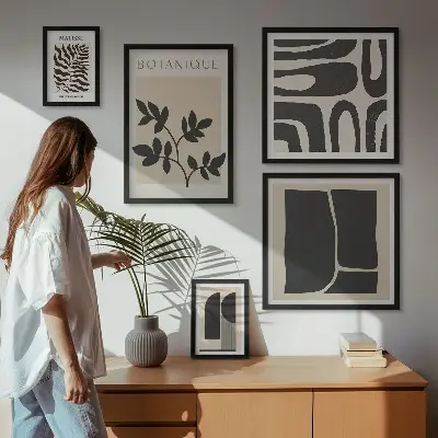 Conjunto de cuadros decorativos con gráficos abstractos de naturaleza