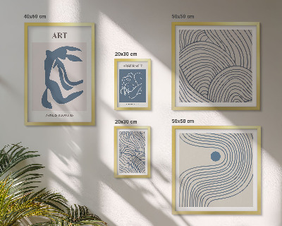 Set de 5 cuadros para salón Líneas modernas abstractas