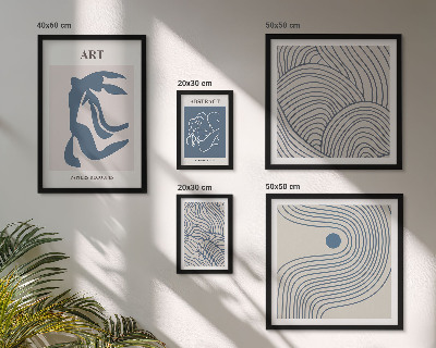 Set de 5 cuadros para salón Líneas modernas abstractas