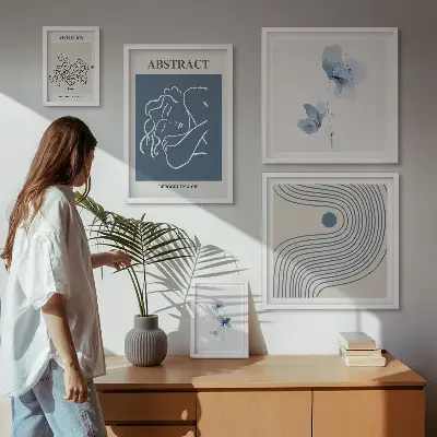 Conjunto de cuadros decorativos con diseño de estilo florista abstracto moderno