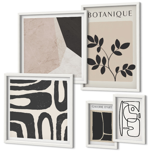 Set de 5 cuadros para salón Gráficos minimalistas y elegantes