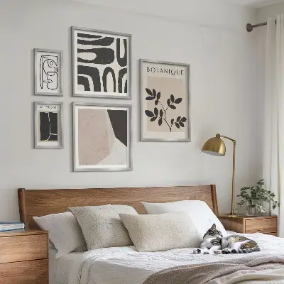 Set de 5 cuadros para salón con diseños gráficos minimalistas y elegantes