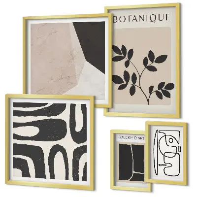 Set de 5 cuadros para salón con diseños gráficos minimalistas y elegantes