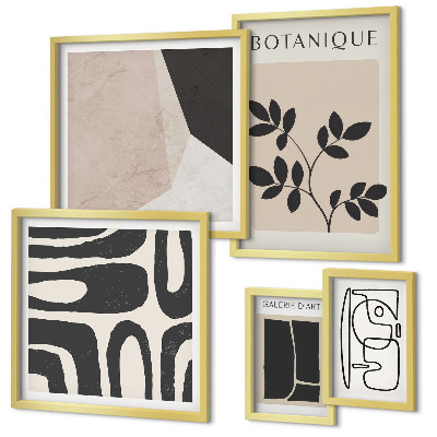 Set de 5 cuadros para salón Gráficos minimalistas y elegantes