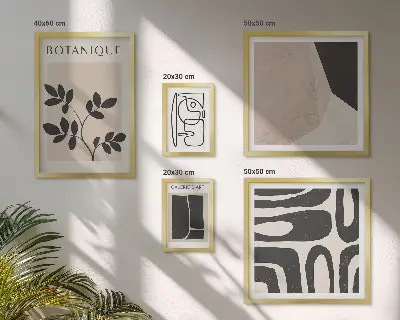 Set de 5 cuadros para salón con diseños gráficos minimalistas y elegantes