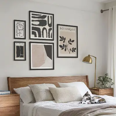 Set de 5 cuadros para salón con diseños gráficos minimalistas y elegantes