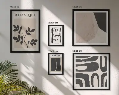 Set de 5 cuadros para salón con diseños gráficos minimalistas y elegantes