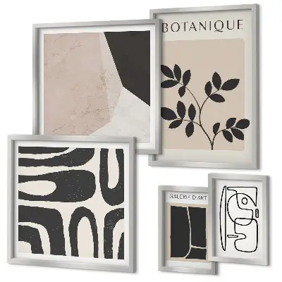 Set de 5 cuadros para salón con diseños gráficos minimalistas y elegantes
