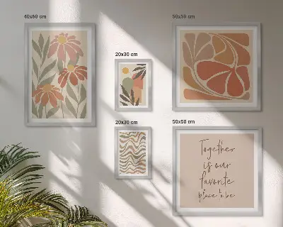 Pared galería de arte con decoraciones elegantes de flores naturales