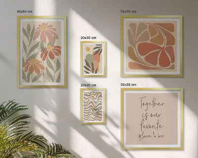 Pared galería de arte con decoraciones elegantes de flores naturales