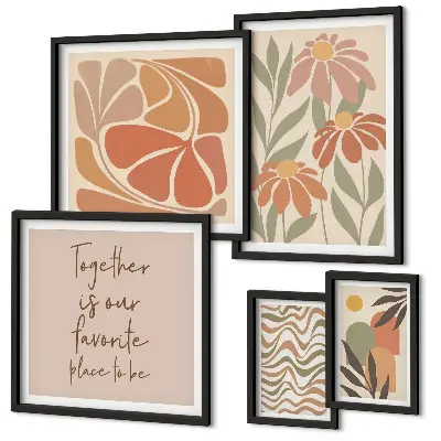 Pared galería de arte con decoraciones elegantes de flores naturales