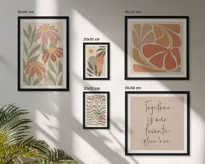 Pared galería de arte con decoraciones elegantes de flores naturales