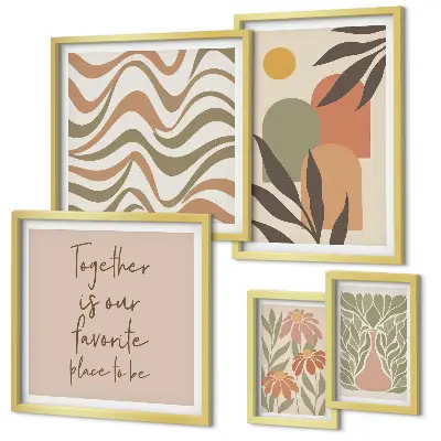 Conjunto de cuadros decorativos con motivos de plantas en tonos pastel