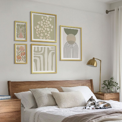 Set de 5 cuadros para salón Gráficos de plantas con estilo pastel