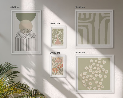 Set de 5 cuadros para salón Gráficos de plantas con estilo pastel