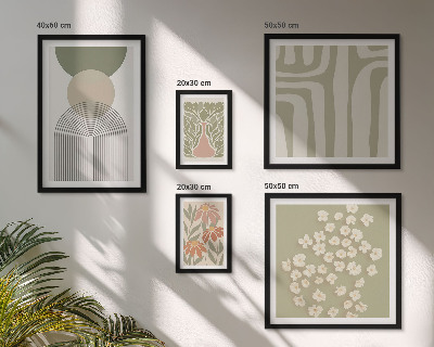 Set de 5 cuadros para salón Gráficos de plantas con estilo pastel
