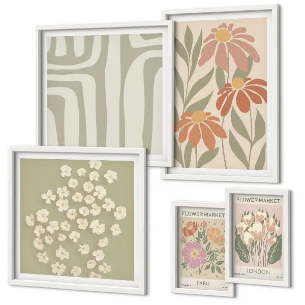 Conjunto de cuadros decorativos con estampados florales de Londres y París estilo boho