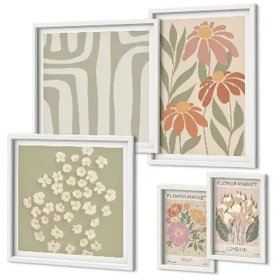 Conjunto de cuadros decorativos con estampados florales de Londres y París estilo boho