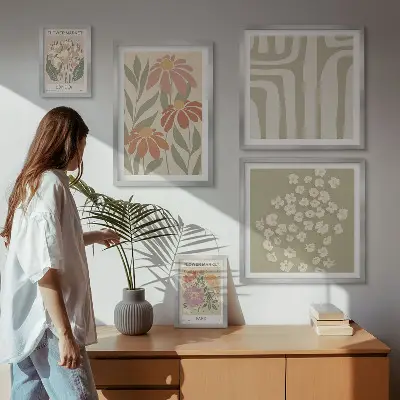 Conjunto de cuadros decorativos con estampados florales de Londres y París estilo boho