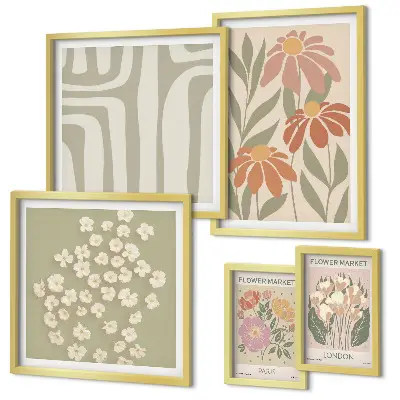 Conjunto de cuadros decorativos con estampados florales de Londres y París estilo boho