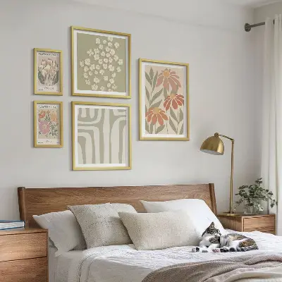 Conjunto de cuadros decorativos con estampados florales de Londres y París estilo boho