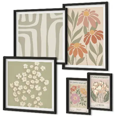 Conjunto de cuadros decorativos con estampados florales de Londres y París estilo boho