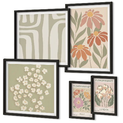 Conjunto de cuadros decorativos Estampados florales Londres París boho