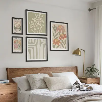 Conjunto de cuadros decorativos con estampados florales de Londres y París estilo boho