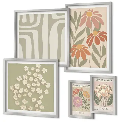 Conjunto de cuadros decorativos con estampados florales de Londres y París estilo boho