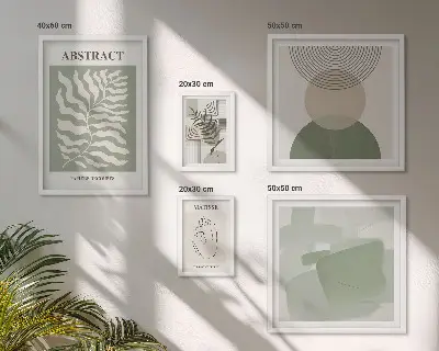 Set de 5 cuadros para salón con elegantes composiciones vegetales