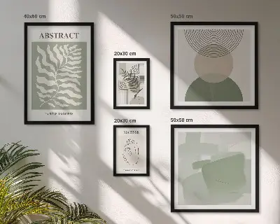 Set de 5 cuadros para salón con elegantes composiciones vegetales