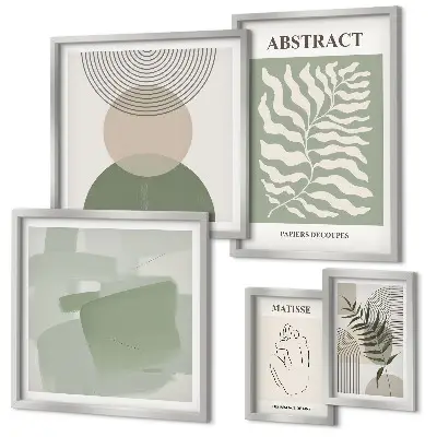 Set de 5 cuadros para salón con elegantes composiciones vegetales
