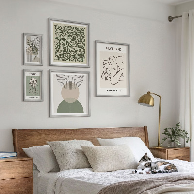 Pared galería de arte composiciones vegetales minimalistas