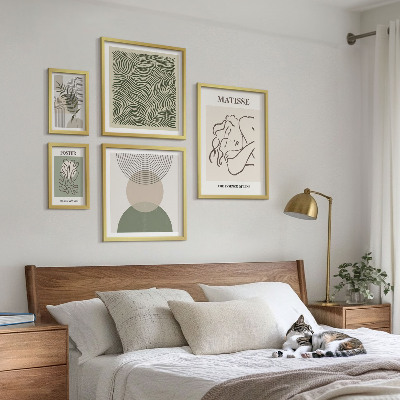 Pared galería de arte composiciones vegetales minimalistas