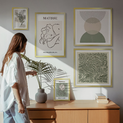 Pared galería de arte composiciones vegetales minimalistas