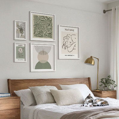 Pared galería de arte composiciones vegetales minimalistas