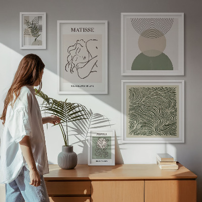 Pared galería de arte composiciones vegetales minimalistas
