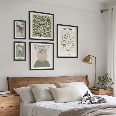 Pared galería de arte composiciones vegetales minimalistas