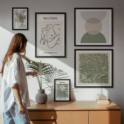 Pared galería de arte composiciones vegetales minimalistas